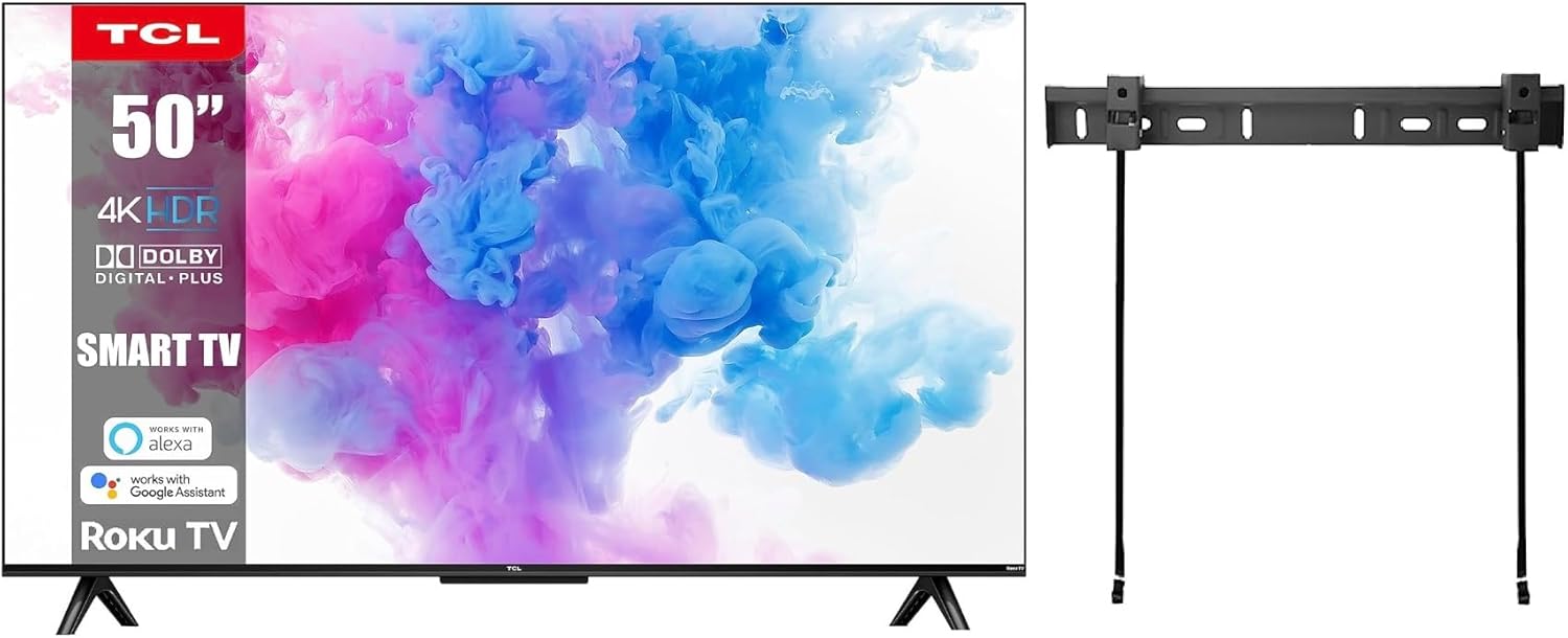 TCL 50-Inch Series 4 Class 4K 2160p Smart TV HDR 60Hz Refresh Rate Compatible with Alexa and Google Assistant + Free Wall Mount (Renewed)