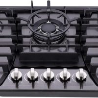 30 Inch Gas Cooktop, 5 Burners Built-in Stovetop, Stainless Steel LPG/NG Convertible Stove, Dual Fuel Sealed Hob - Black - Image 2