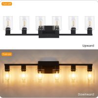 6 Light Bathroom Vanity Light, Matte Black Vanity Light Fixtures, Large Vanity Lights for Bathroom, Farmhouse Light Fixtures with Clear Glass Shade for Bathroom Over Mirror - Image 6