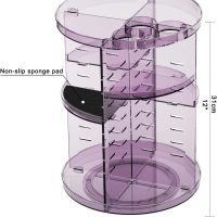 Rotating Makeup Organizer for Vanity, DIY Adjustable Tray Spinning Skincare Organizers Countertop, Cosmetic Display Case with Perfume Tray Brush Holder, Bathroom Desk Corner Storage Carousel Rack - Image 3
