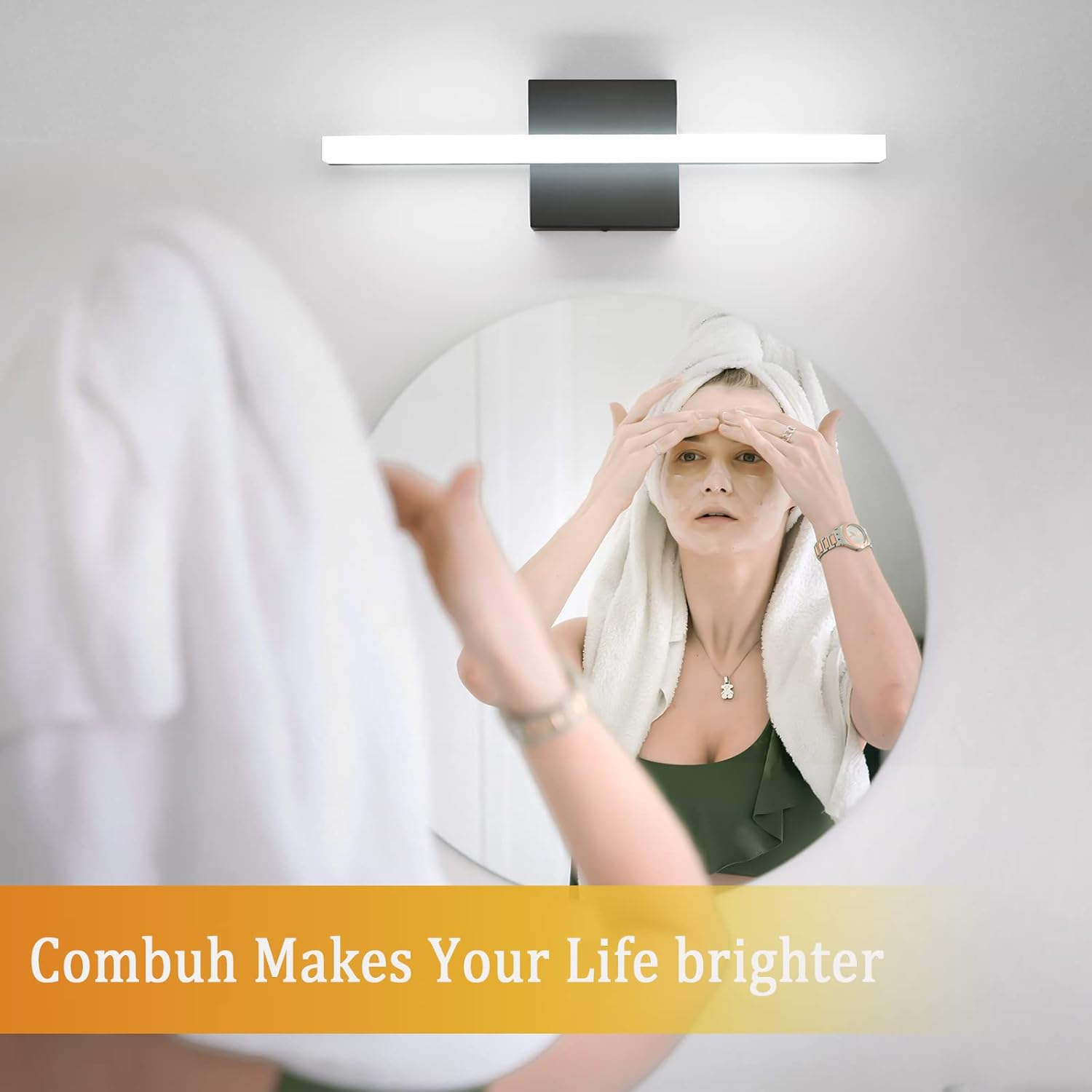 Combuh LED Bathroom Vanity Light Bar, 16 Inch 9W Black IP44 Bathroom Light Fixtures Over Mirror, Modern Bath Wall Lighting Fixture Sconce Indoor Cool White 6000K - Image 6