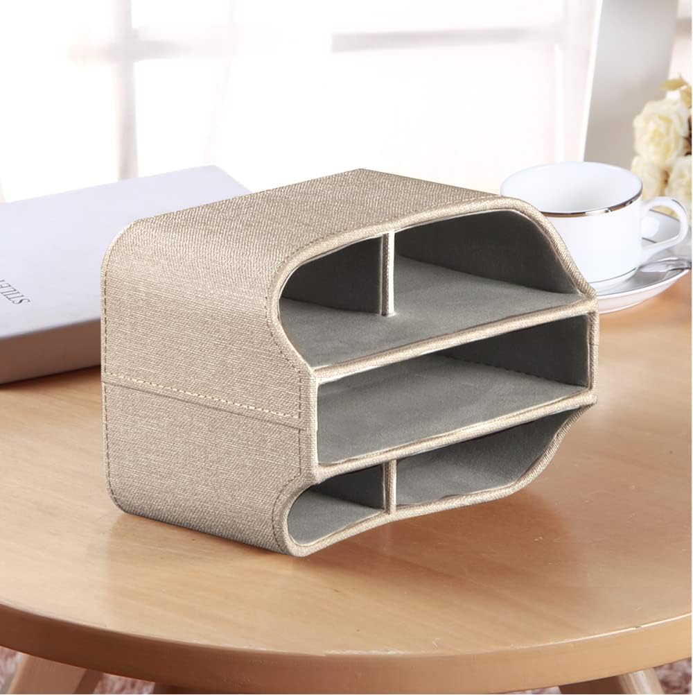 PUSU Leather 360°Rotatable Remote Control Holder,Nightstand TV Remote Caddy,Office Supplies Desktop Organizer,Spinning Storage Box for Pen,Mail,Phone,DVD, Blu-Ray, Media Player, Heater Controllers - Image 6