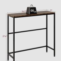 Narrow Entryway Console Table & Sofa Side Table - Industrial Brown Hallway Table for Small Spaces, Sturdy Metal Frame, Multi-Functional Living Room Bedroom Office Furniture,26.9" x 9.0" x 27.6" - Image 3