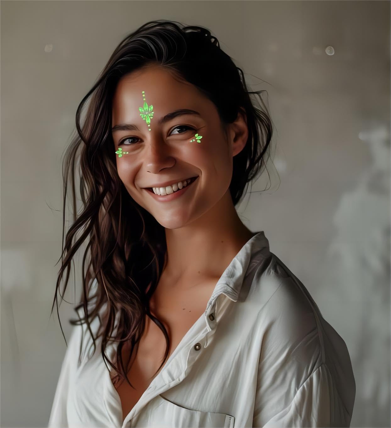 Noctilucent Face Gems Luminous makeup Temporary Tattoo Stickers Acrylic Crystal Glitter Stickers Face Jewels Rainbow Tears Rhinestone for Party, Rave Festival, Dress-up of ZLXIN(8 Pcs A Set) - Image 8