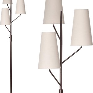 Floor Lamp for Living Room, 70" Tall Farmhouse Standing Lamp with Linen Shades, Industrial Rustic Tree Floor Lamps for Bedroom, Office and Dining Room(Bulb Not Included)