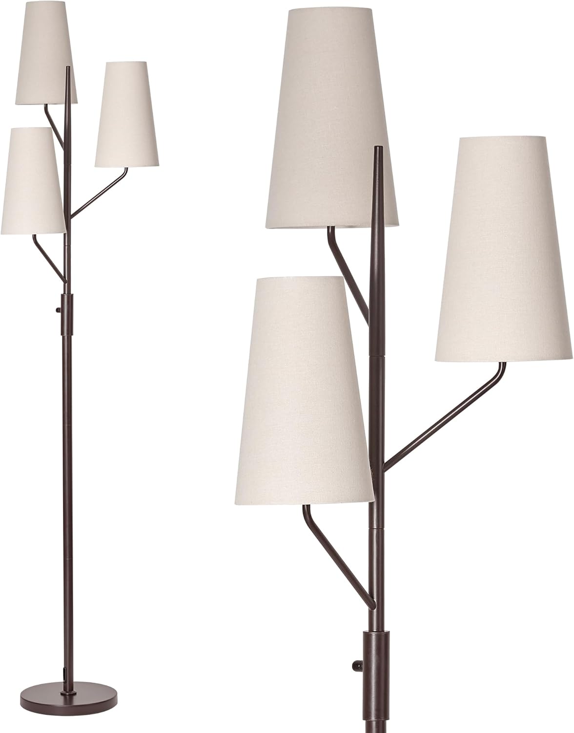 Floor Lamp for Living Room, 70" Tall Farmhouse Standing Lamp with Linen Shades, Industrial Rustic Tree Floor Lamps for Bedroom, Office and Dining Room(Bulb Not Included)