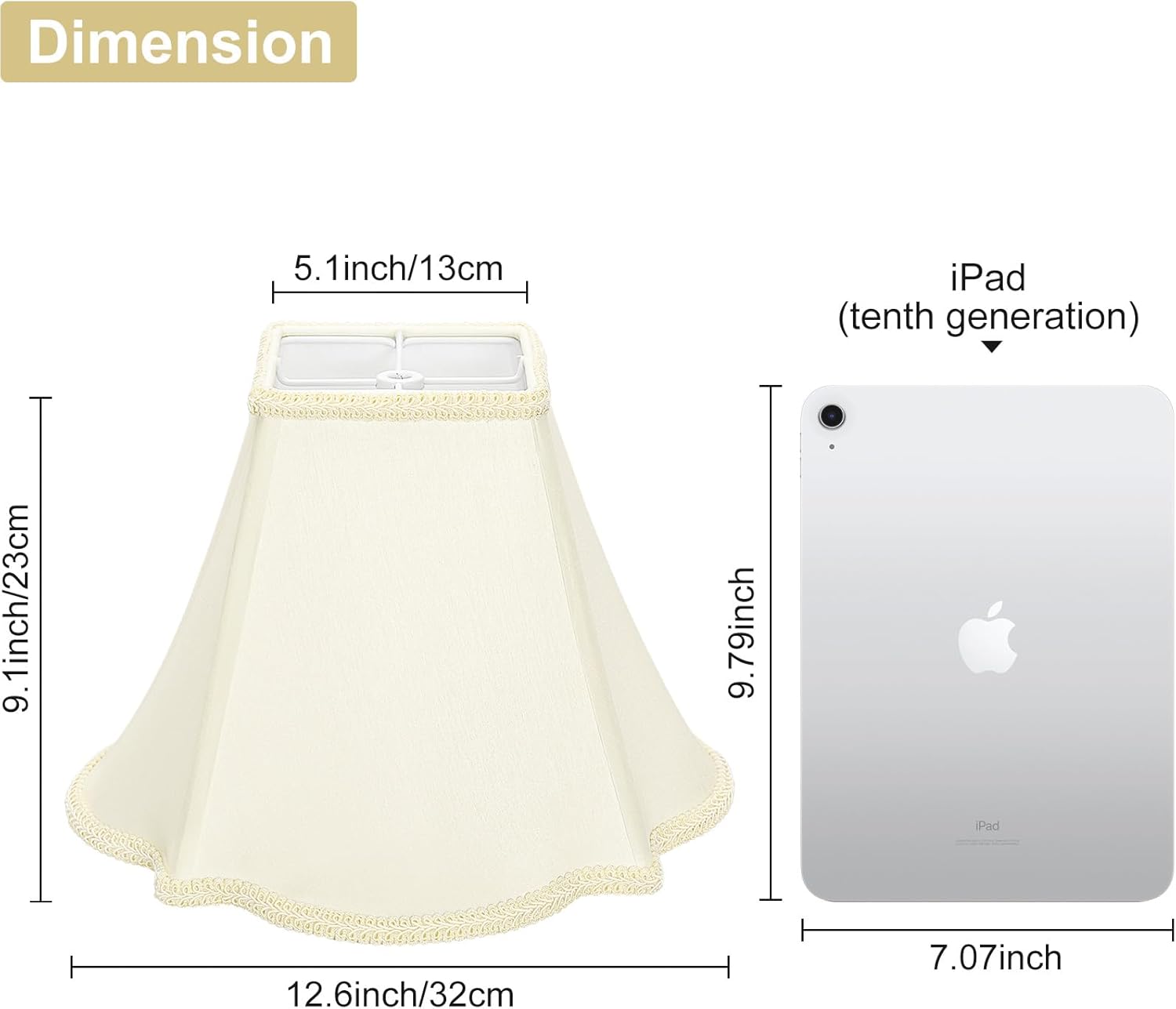 Bell Lamp Shades Set of 2, Cream Fancy Square Lamp Shade with Petal Edge Braid, 5.1" x 12.6" x 9.1" Lampshades for Table Lamps Floor Lamps, Spider, Harp Holders Included, Assembly Required - Image 3