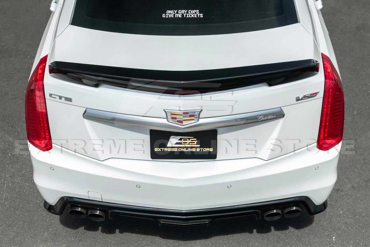 for 2016-2019 Cadillac CTS-V Models | Carbon Package Style ABS Plastic - Painted Glossy Black Rear Bumper Trunk Lid Wing Spoiler SPOILER-113-V2-ABS - Image 4