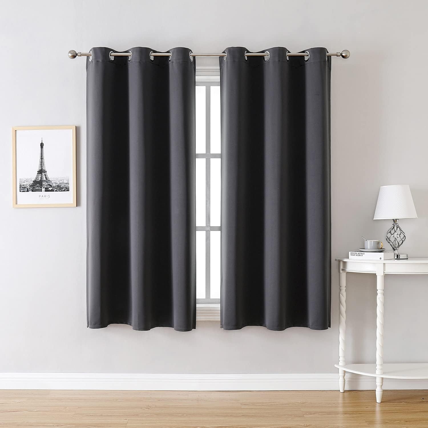 ChrisDowa Grommet Blackout Curtains for Bedroom and Living Room - 2 Panels Set Thermal Insulated Room Darkening Curtains (Dark Grey, 42 x 63 Inch) - Image 2
