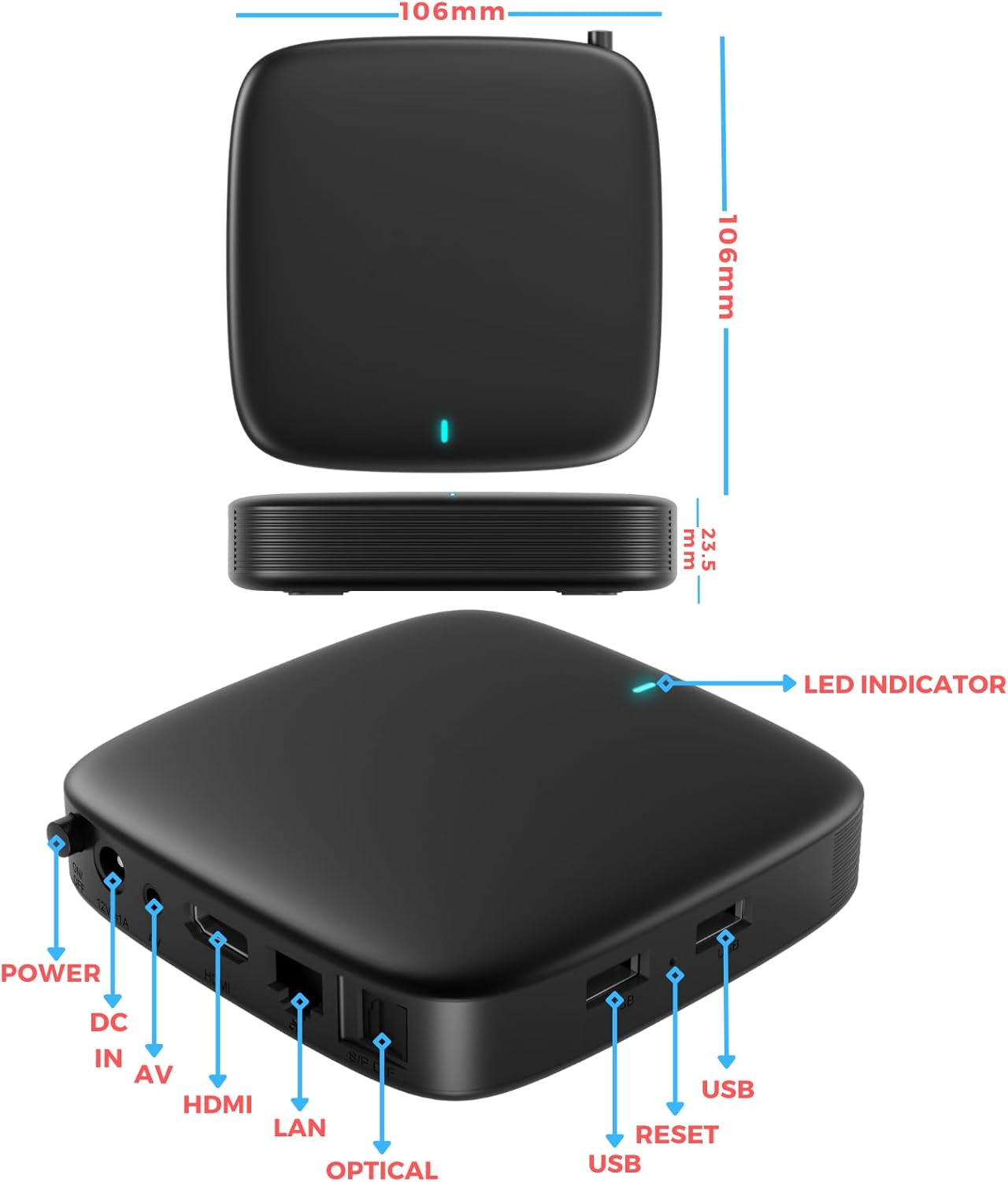 Raxxio MAG555 Google TV Box – 4K HDR Android TV Media Player with Google TV OS, Dual-Band Wi-Fi, Bluetooth 5.0, and Voice Remote with Google Assistant - Image 4