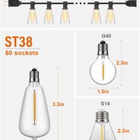 GPATIO 120FT Outdoor String Lights, Waterproof Patio Lights with 64 Hanging Lights ST38 Bulbs, 2700k Shatterproof for Backyard Gazebo Porch Garden Outside Decor - Image 2