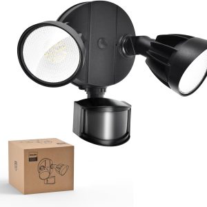 Philips 44W 4200 lm LED Security Light Outdoor w/PIR Motion Sensor, 5000K Daylight Flood Light, Waterproof, Dusk to Dawn, 2 Heads, 4 Modes