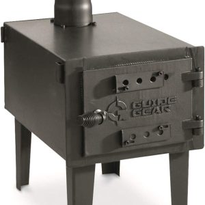 Guide Gear Outdoor Wood Burning Stove; Portable with Chimney Pipe for Cooking and Camping