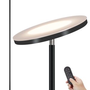 JOOFO LED Floor Lamp – Super Bright Torchiere with Remote & Foot Switch, Stepless Dimmable Tall Standing Lamp, 69" Modern Pole Light for Corner, Living Room, Bedroom, Reading, Office