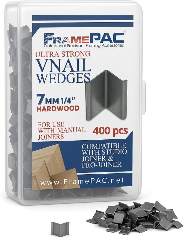 V Nails for Picture Frames Hardwood 7mm (1/4 Inch) [400 V-Nail Pack, Loose] - (for use in Manual V Nailer for Picture Framing, Hand V Nailer for Picture Frames, Manual Picture Frame Joiner)