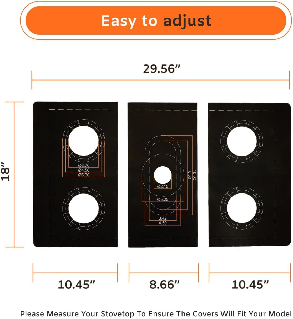 Stove Covers for Gas Burners, Washable Reusable Top Cover Liners, Non-Stick Heat Resistant Protector with Pre-cuts for Gas Range, Measure your Stove for Compatibility (Pack of 2) - Image 2