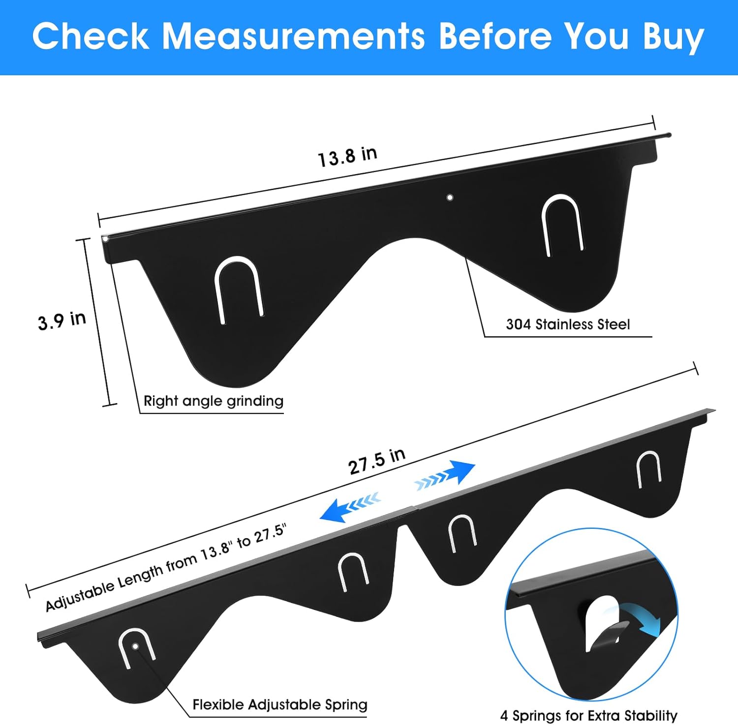 Stainless Steel Stove Gap Covers Filler (2 Pcs), Stove Guard for Kitchen Oven Counter Side Gap, Heat Resistant and Easy to Clean, Easy Retractable Length 13.8" to 27.5" Width 0.79”, (Black) - Image 2