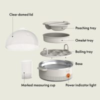 bella Electric Egg Cooker, 7 Eggs Capacity Tray, Single Stack, for Poached, Scrambled, Hard, Medium & Soft Boiled Eggs, Omelets and Steamed Dumplings, Auto Shutoff, 360 Watt, Oatmilk - Image 3