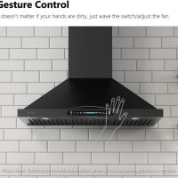 IKTCH 30 inch Black Wall Mount Range Hood, 900 CFM Ducted/Ductless Stainless Steel Vent Hood with Gesture Sensing & Touch Control Switch Panel, 2 Pcs Adjustable Lights(IKP02-30-BSS) - Image 3