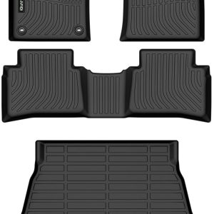 HAFIDI® Floor Mats & Cargo Liner Set Fit for 2016-2022 Toyota Prius Not for Prius Prime/c/v All Weather Protection TPE Anti-Slip Automotive Full Set Floor Liners Custom Accessories - Black