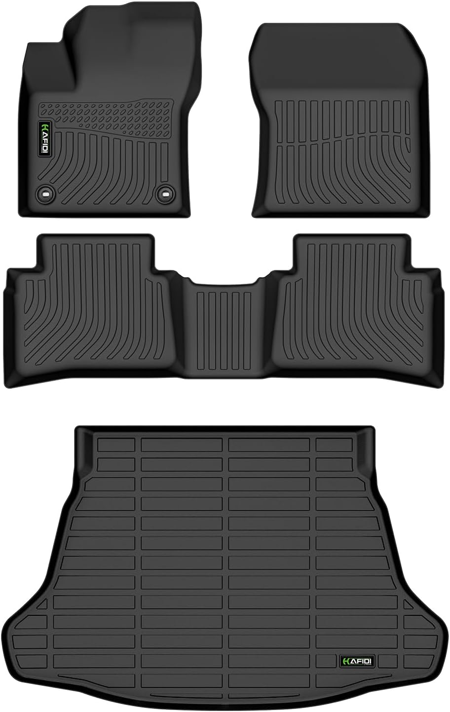 HAFIDI® Floor Mats & Cargo Liner Set Fit for 2016-2022 Toyota Prius Not for Prius Prime/c/v All Weather Protection TPE Anti-Slip Automotive Full Set Floor Liners Custom Accessories - Black