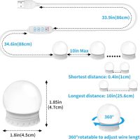LED Vanity Mirror Lights with 12 Stick On Dimmable Bulbs, 3000K 4500K 6500K & 10 Brightness Levels Adjustable, Plug in USB Cable, Hollywood Style Mirror Lights for Makeup Desk Bathroom Dressing Room - Image 5