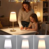 Bedside Table Lamp for Bedroom, 3-Way Dimmable Lamp with AC Outlet and USB C Charging Ports(PD 20W), Lamps with Shade for Night Stands, Living Room, Desk, and Home Office - Image 2
