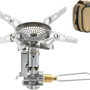 CAMPINGMOON Canister Top Stove Portable Compact Foldable w/Micro Regulator w/4Flex w/igniter XD-2F (Silver)