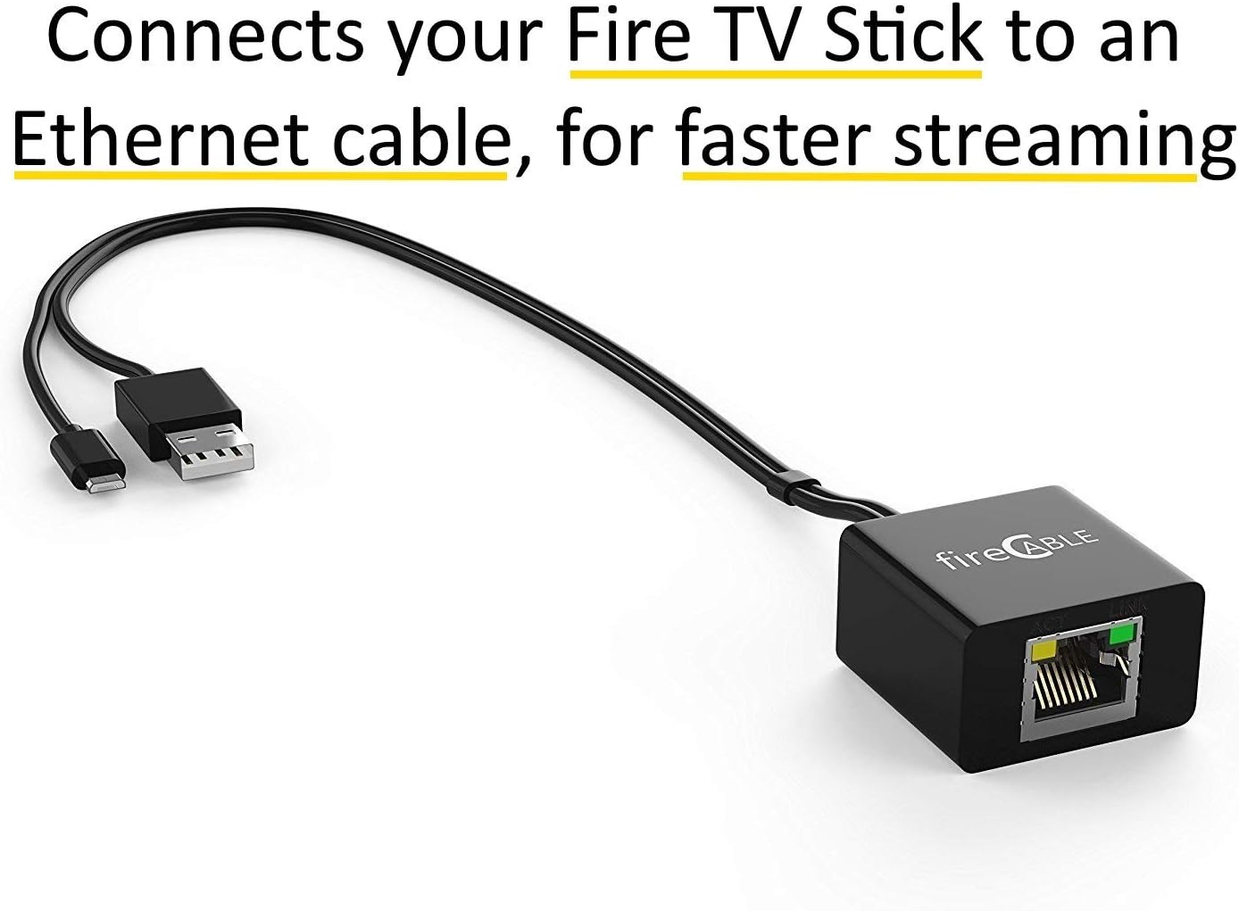 fireCable Ethernet Adapter for FireStick & Streaming Media Players (Connects TV Stick to Ethernet Cord for Blazing Streaming Speeds) - Image 2
