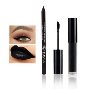CAHIUYOA Black Matte Lipstick Lip Liner Set,Liquid Lipstick Lip Gloss Smudge Proof for Halloween Cosplay Goth Makeup,Waterproof and Long Lasting Black Lip Liner and Lipstick Set