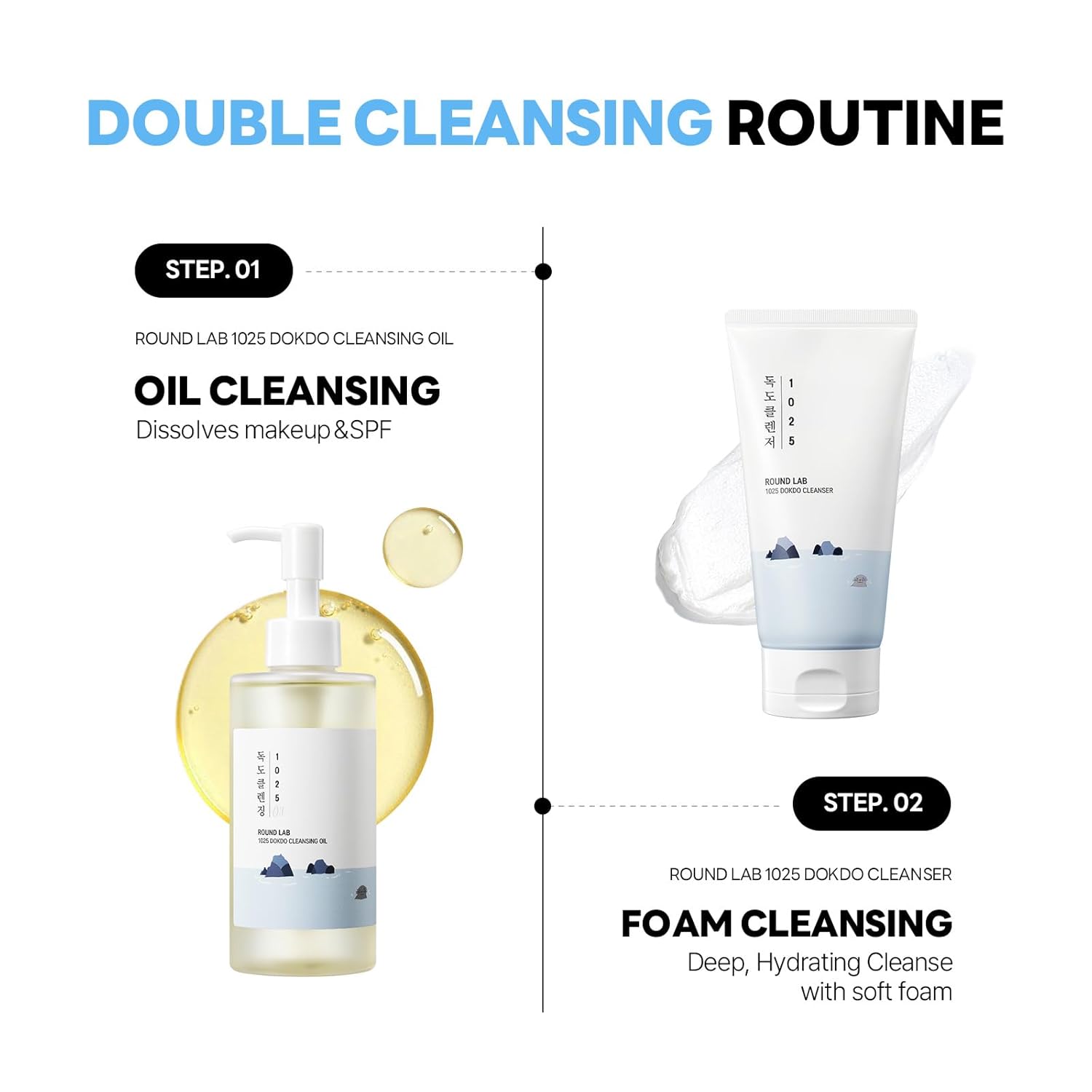 ROUND LAB 1025 Dokdo Cleansing Oil 6.76 Fl Oz, Facial Oil Cleanser for Face, Deep Pore Cleansing, Makeup Blackhead Impurities Remover, Easy to Wash Off No Oily Residue, Korean Skin Care - Image 4