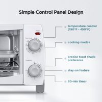 Dominion 4 Slice Small Toaster Oven Countertop, Retro Compact Design, Multi-Function with 30-Minute Timer, Bake, Broil, Toast, 1000 Watts, 2-Rack Capacity, White - Image 5