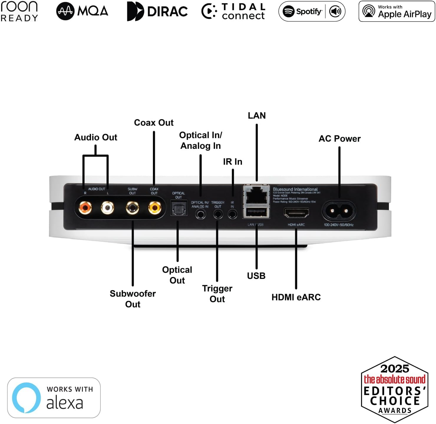 Bluesound Node Performance Multi-Room Hi-Res Wireless Music Streamer (2024 Model) - White - Image 3