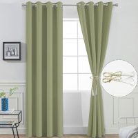 Yakamok Blackout Curtains for Bedroom,Thermal Insulated Blackout Grommet Top Drapes for Living Room,Sage Green,52x84 Inch, 2 Panels - Image 2