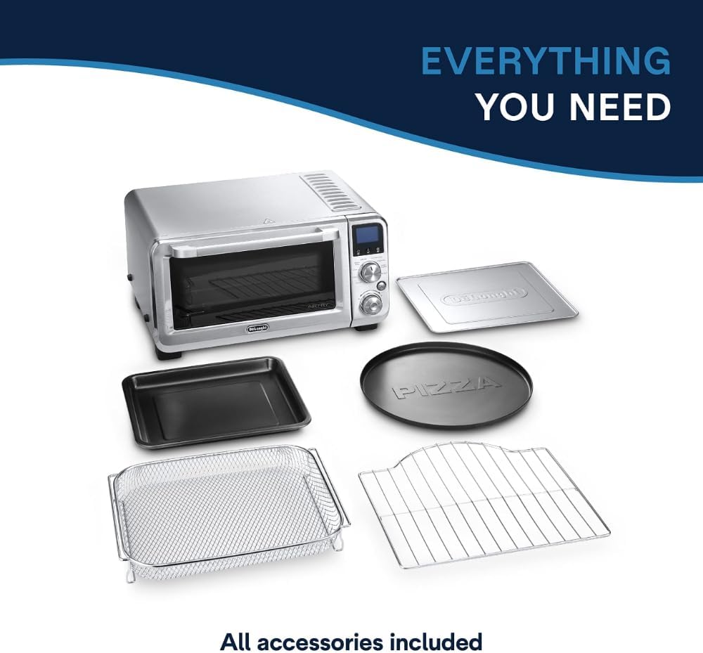 De'Longhi Digital Air Fry Convection Toaster Oven 14L Stainless Steel, Air Fry Oven, 9-in-1, Grills, Broils, Bakes, Roasts, Reheats, Keep Warm, Non-Stick, Scratch-Resistant Interior, 1800-Watts - Image 5