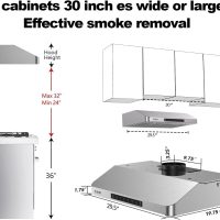 Under Cabinet Range Hood 30 Inch, 980CFM Fast Venting Ducted, Kitchen Hood With 3 Speed Gesture Sensing & Touch Control, Stainless Steel Stove Vent Hood With LED Light And 2 Baffle Filters - Image 7