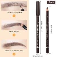 6Pcs Eyebrow Pencils for Women, Wooden Hard-Core Dark Brown Eyebrow and Eyeliner Pencil, Long Lasting Waterproof and Sweat-Proof, Beginner Makeup Brow Pencil,Create a Natural Eye Brow Makeup - Image 5
