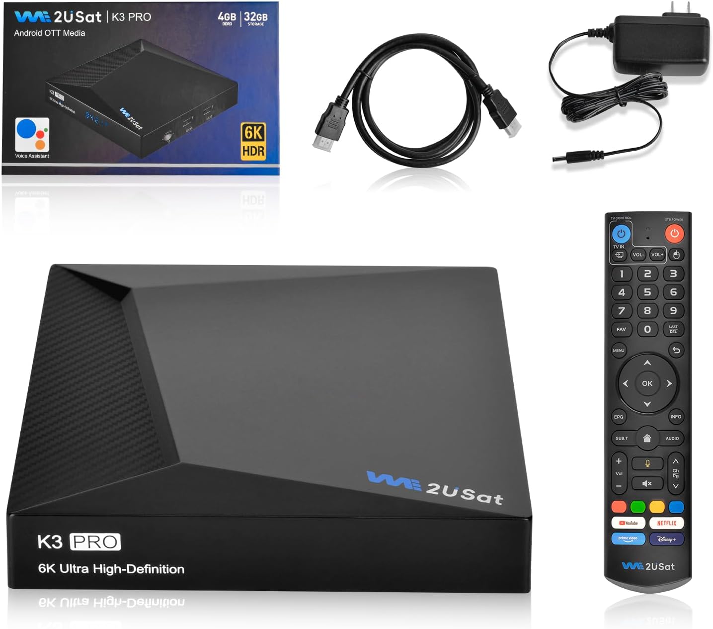 We2uSat K3 PRO 6K HDR Streaming Media Players,Streaming Stick for TV –ABS Enclosure Design,(V5 Pro 2025 V See) 4GB RAM 32GB ROM,HDMI Cable