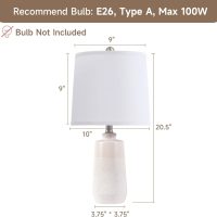 20.5" Ceramic Table Lamp Set of 2 for Bedrooms, White Lamps Set of 2 for Living Room, Minimalist Ceramic Lamps with White Barrel Lampshade, Matte White Ceramic Lamps for Nightstand - Image 4