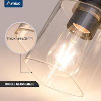 Amico 4-Light Bathroom Vanity Light Fixtures, Rustic Industrial Painted Wood Farmhouse Light fixtures, Vintage Black Wall Sconces Bathroom Vanity Lighting with Clear Glass Shade - Image 4