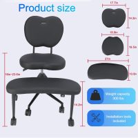 Cross Legged Office Chair with Wheels – Meditation Chair for Adults with Ergonomic Back Support – Adjustable Height ADHD Desk Chair for Criss Cross Sitting, Yoga, and Kneeling Postures (Black-A) - Image 2