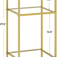 Homhedy 3-Tier Side Tables Set of 2, End Tables with Tempered Glass, Nightstands with Storage Shelves, Slim Sofa Tables for Living Room, Bedroom (2, Golden) - Image 6
