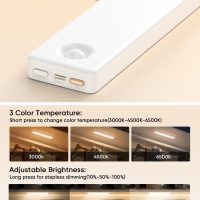 Under Cabinet Lighting,3 Color Temperatures Motion Sensor Light Indoor 2 Pack, USB Rechargeable Battery Operated Closet Lights, Wireless Dimmable LED Cabinet Lights, Under Counter Light for Kitchen - Image 3