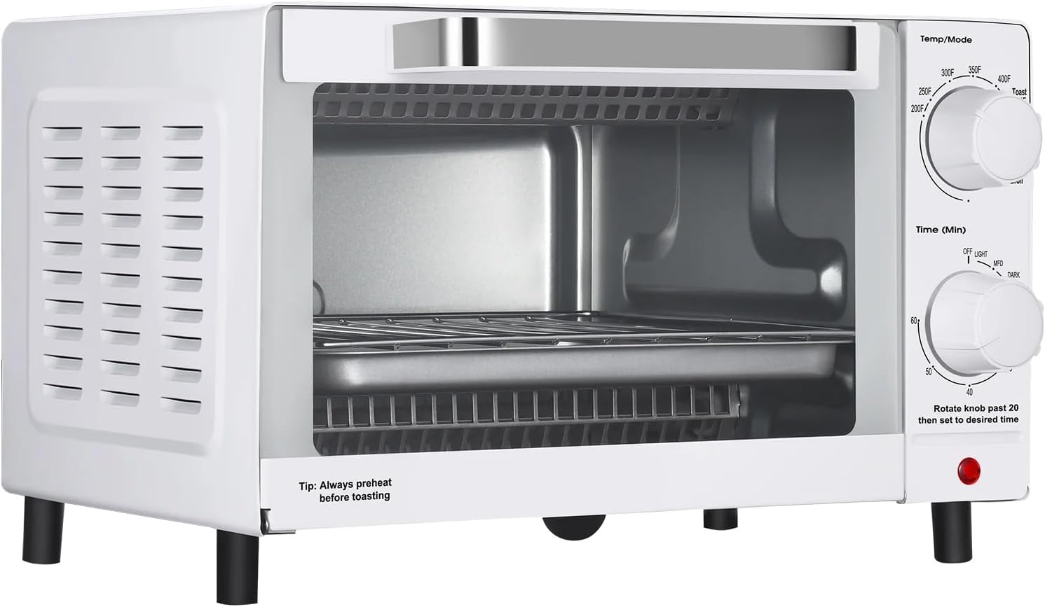 Mainstay Toaster Oven Combo Kitchen Appliances, Fits 9” Pizza, 4 Slice Capacity, Powerful Circulation, Auto Shutoff, Includes Baking Rack Pan Quartz, up to 60 Min, Easy Clean (Arctic White) - Image 8