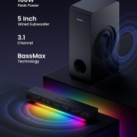 MEREDO Sound Bar for Smart TV 3.1CH PC Gaming Soundbar with Subwoofer RGB Lighting Audio Sync Surround Sound System BT 5.3/HD-ARC/Optical/AUX/USB for Desktop Tablets Consoles Home Cinema - Image 3