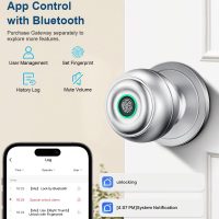 Fingerprint Door Lock, Smart Fingerprint Door Knob with Lock, Biometric Door Locks with App Control & Key, Keyless Thumbprint Entry Door Locks for Bedroom, Front Door, Home, Apartment-Silver - Image 6