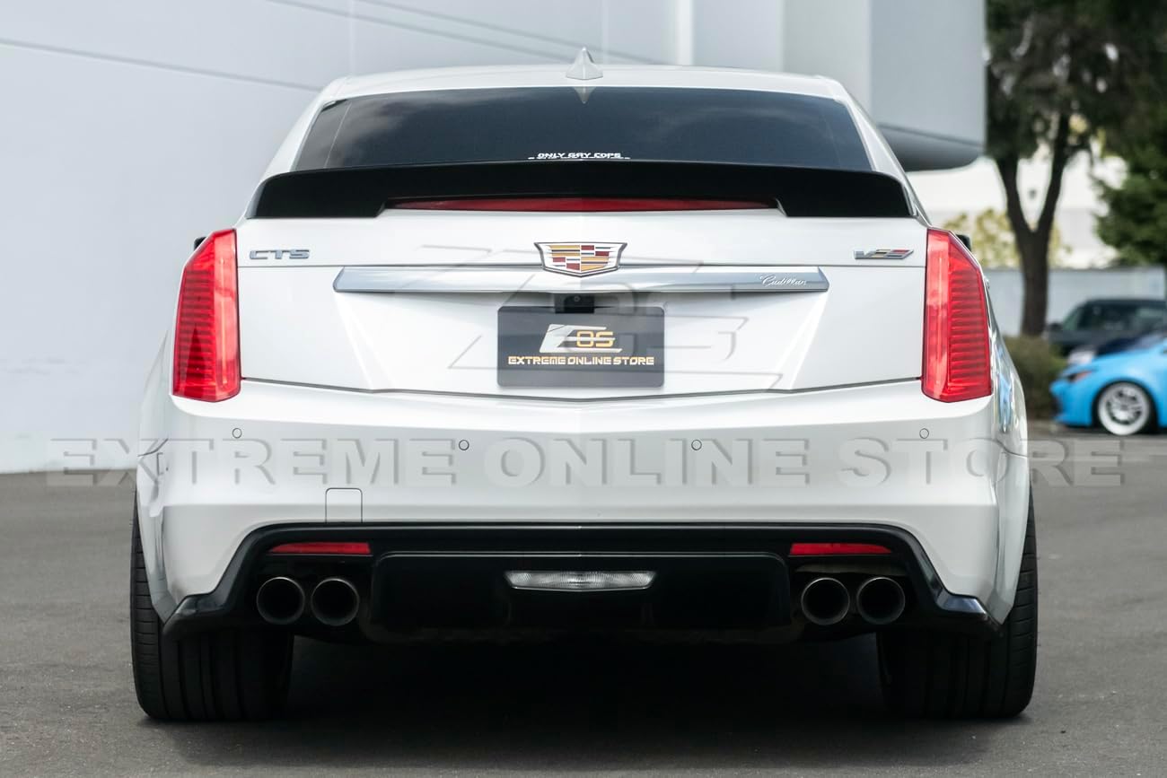 for 2016-2019 Cadillac CTS-V Models | Carbon Package Style ABS Plastic - Painted Glossy Black Rear Bumper Trunk Lid Wing Spoiler SPOILER-113-V2-ABS - Image 3