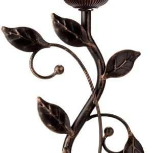 Touch Control Table Lamp with 2 USB Charging Ports, 3-Way Dimmable Bedside Nightstand Lamps, Amber Glass Shade Vintage Rural Leaf Lamp for Living Room, Bedroom, Dresser, LED Bulb Included (Bronze)