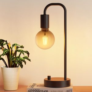 ONEWISH Industrial Table Lamp for Bedroom, Fully Dimmable Modern Bedside Lamps with 2700K Warm Light Bulb for Kids Reading, Minimalist Nightstand Lamps for Living Room, Office (Bulb Included)