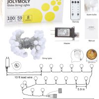 Globe String Lights, 59 Ft 100 LED Christmas Lights with Remote Timer, Connectable Plug in Twinkle Lights for Bedroom Wedding Classroom Indoor Outdoor Decor, Warm White - Image 7